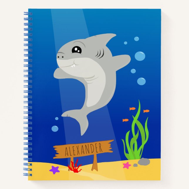 Cuaderno Personalizado de tiburones grises bajo el mar (Anverso)
