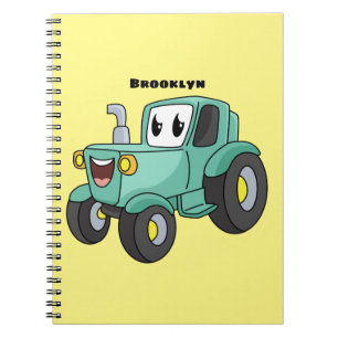 Cuaderno Personalizado de tractores verde feliz