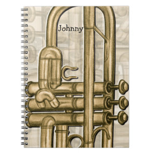 Cuaderno personalizado de trompeta dorada