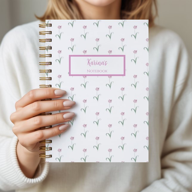 Cuaderno Personalizado de Tulipanes Rosados (Tulips Notebook Pink)