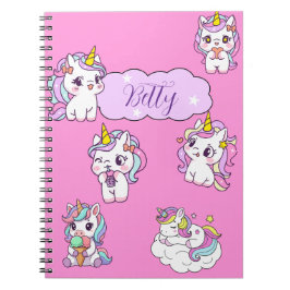 Cuaderno Personalizado de Unicornio Adorable 
