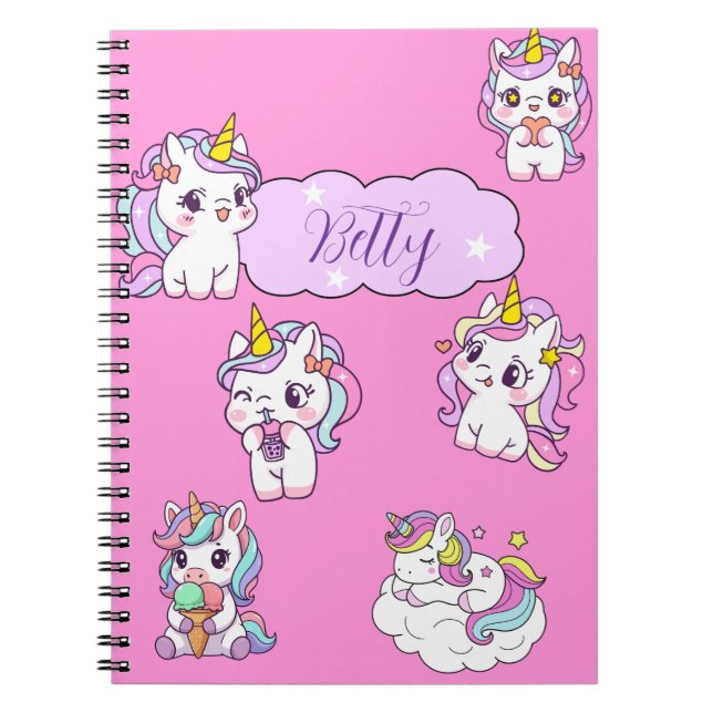 Cuaderno Personalizado de Unicornio Adorable  (Frente)