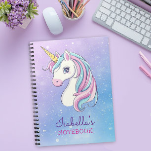 Cuaderno personalizado de unicornio con arco iris 