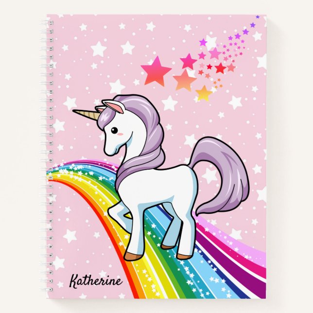 Cuaderno Personalizado De Unicornio Lindo En Un Ar (Anverso)