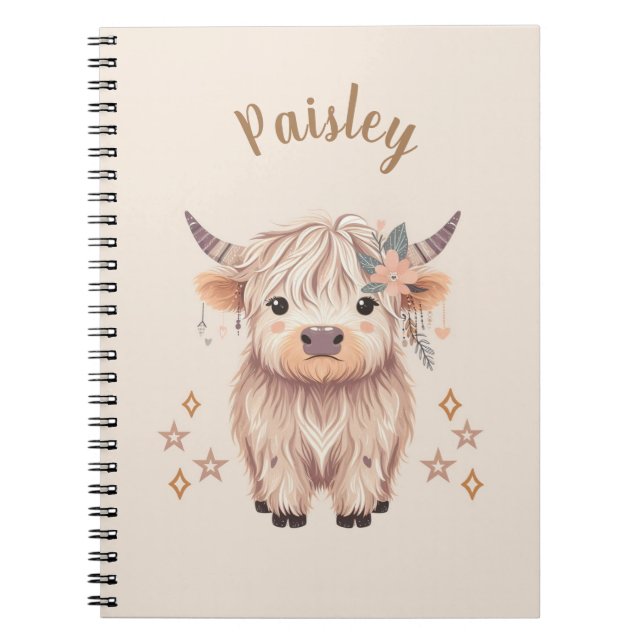 Cuaderno Personalizado de Vaca de las Tierras Alta (Frente)