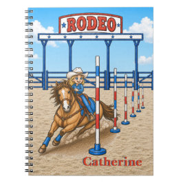 Cuaderno personalizado de vaquera de rodeo con fle