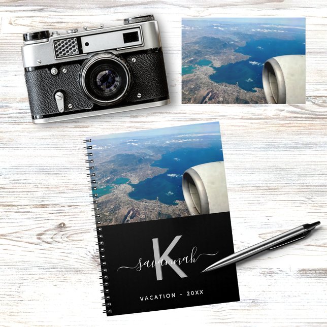 Cuaderno Personalizado de viajes foto monograma blanco negr (Subido por el creador)