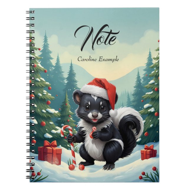 Cuaderno Personalizado de zorrillo de Navidades de corte (Frente)
