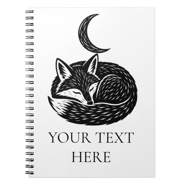 Cuaderno personalizado de zorro y luna creciente (Frente)