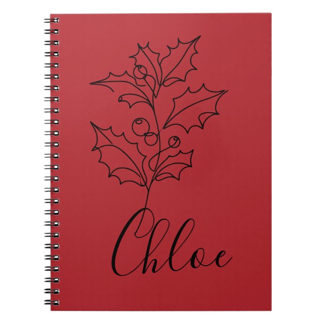 Cuaderno Personalizado December Holly Birth Flower Gift (Frente)