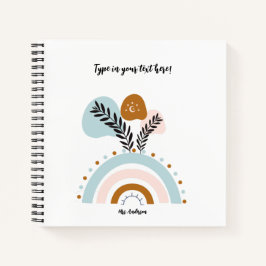 Cuaderno personalizado del arcoiris boho personalizado