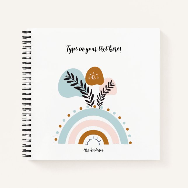 Cuaderno personalizado del arcoiris boho personalizado (Anverso)