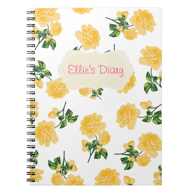 Cuaderno personalizado del blanco de los rosas (Frente)