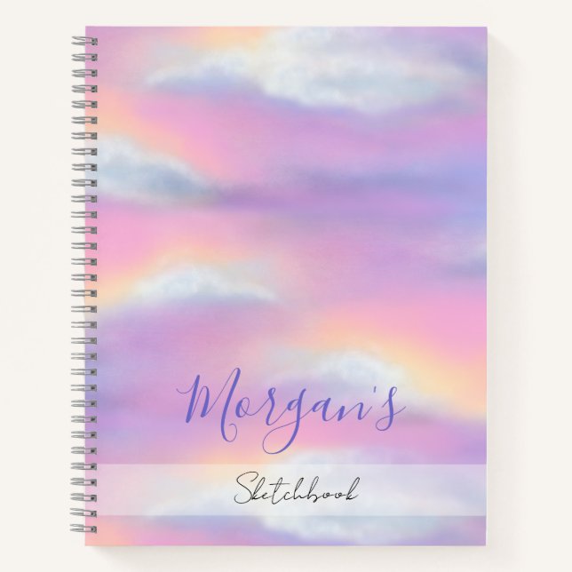 Cuaderno Personalizado del cielo arcoiris Pastel (Anverso)