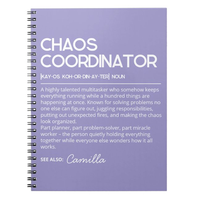 Cuaderno personalizado del coordinador del caos, d (Frente)