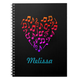 Cuaderno personalizado del corazón de la música