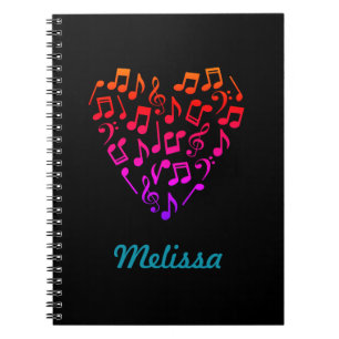 Cuaderno personalizado del corazón de la música