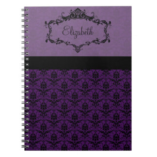 Cuaderno personalizado del damasco - púrpura