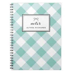 Cuaderno personalizado del patrón de Gingham azul