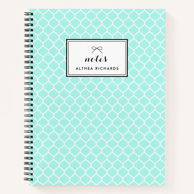 Cuaderno personalizado del patrón de quatrefoil az (Anverso)