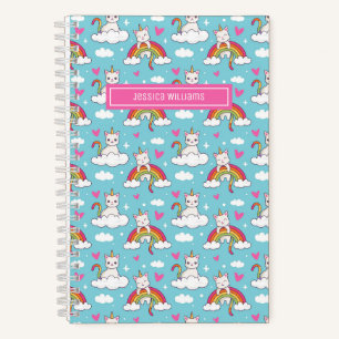 Cuaderno Personalizado del patrón del corazón del arcoiris