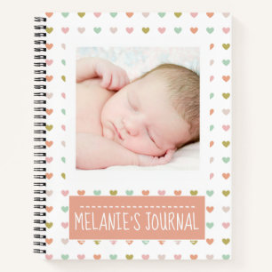 Cuaderno Personalizado del patrón del corazón Pastel Foto