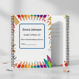 Cuaderno personalizado del profesor con lápices de