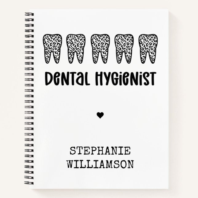 Cuaderno Personalizado Dental Hygienist Leoparst Print Teet (Anverso)