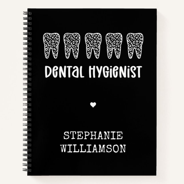 Cuaderno Personalizado Dental Hygienist Leoparst Print Teet (Anverso)