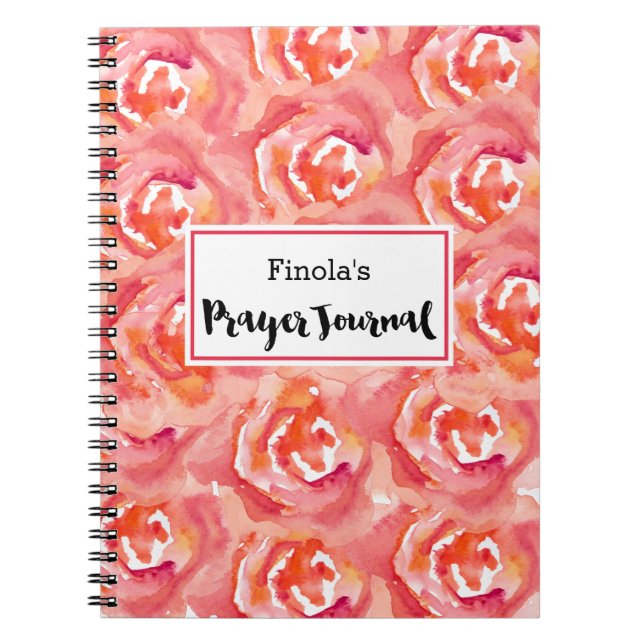 Cuaderno Personalizado | Diario de Rosa acuarela (Frente)