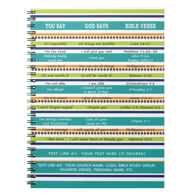 Cuaderno Personalizado, DICES / DIOS DICE Versos de la Bibl (Frente)