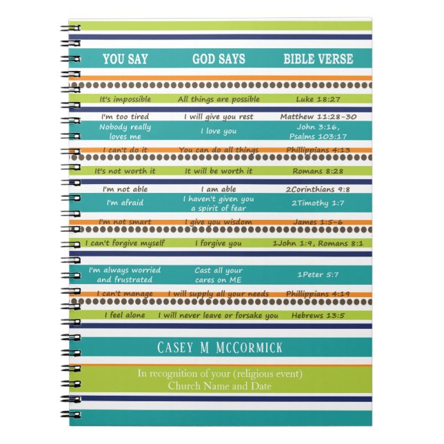 Cuaderno Personalizado, DICES / DIOS DICE Versos de la Bibl (Frente)