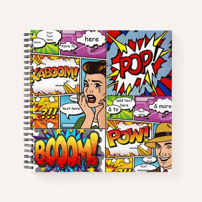 Cuaderno Personalizado - Diseño de Burbujas de Cóm (Anverso)