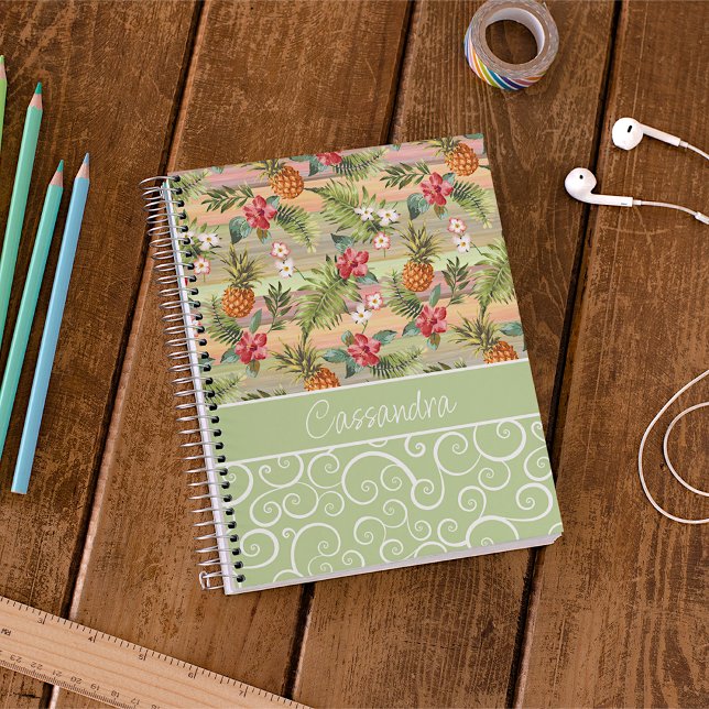 Cuaderno Personalizado Diversión Tropical Piña Fruta Floral (Subido por el creador)