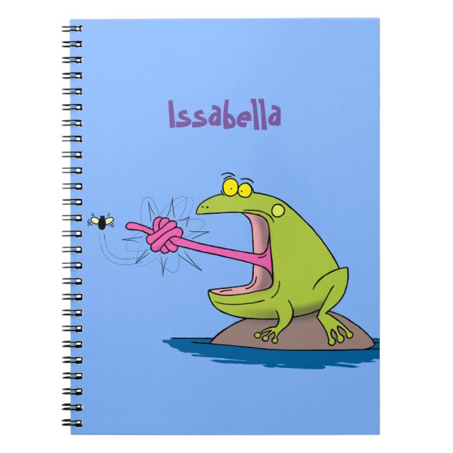 Cuaderno Personalizado divertida de rana y mosca (Frente)