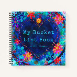 Cuaderno Personalizado divertido Blue Heart My Bucket List 