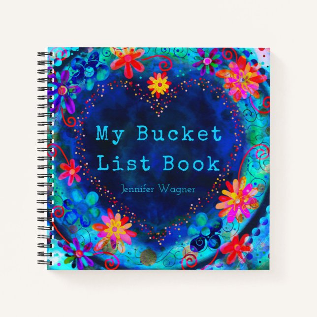 Cuaderno Personalizado divertido Blue Heart My Bucket List  (Anverso)