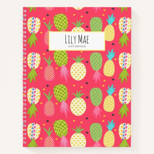 Cuaderno personalizado divertido con piña  (Anverso)