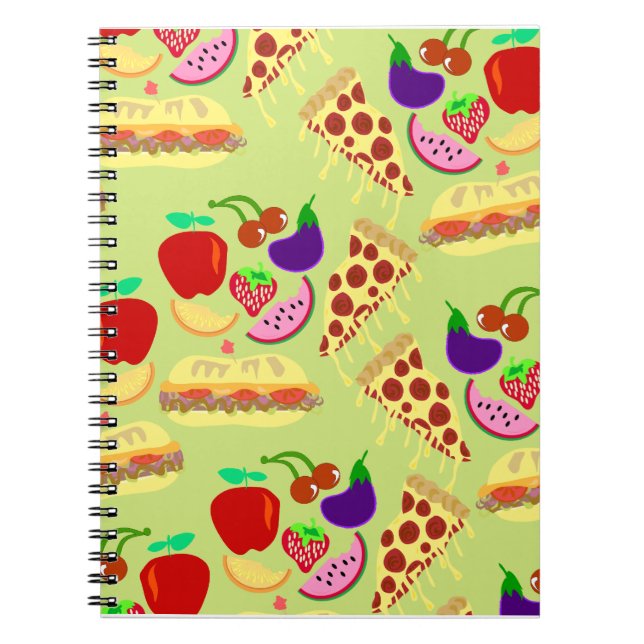 Cuaderno Personalizado divertido Cute Foods Happy Pattern (Frente)
