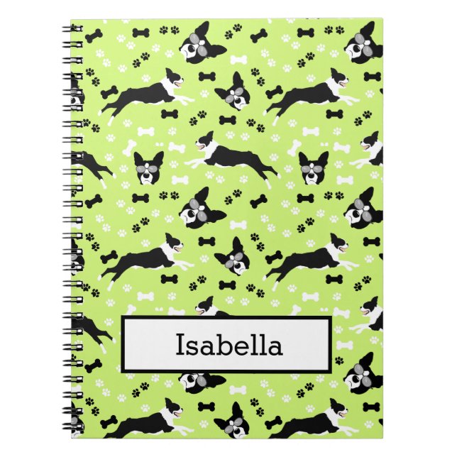Cuaderno personalizado divertido de Boston Terrier (Frente)