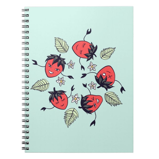 Cuaderno Personalizado divertido de personajes de fresas so (Frente)