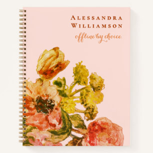 Cuaderno Personalizado divertido floral acuarela retro insp