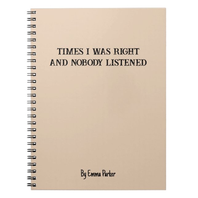 Cuaderno Personalizado divertido para regalos para (Frente)