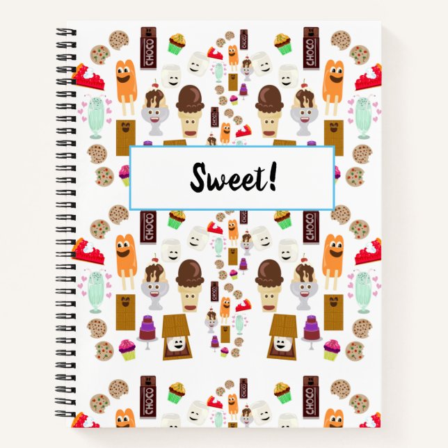 Cuaderno Personalizado divertido trata patrón de postre (Anverso)