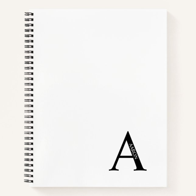 Cuaderno personalizado elegante con monograma y no (Anverso)