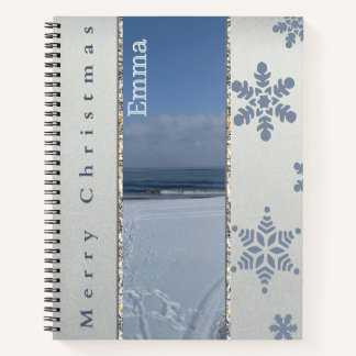 Cuaderno Personalizado Elegante de Copo de Nieve d