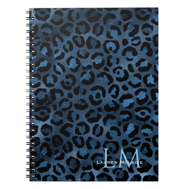 Cuaderno Personalizado Elegante Leopardo Azul (Frente)