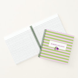 Cuaderno Personalizado Elegante Pastel Floral Bandas horizo