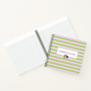 Cuaderno Personalizado Elegante Pastel Floral Bandas horizo
