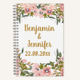 Cuaderno Personalizado Elegante Vegetación Floral Rosa Favo
